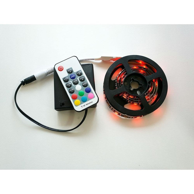 Battery Powered LED RGB Tape Light Kit 5V - 24V DC 3 ft Reel - Elumalight