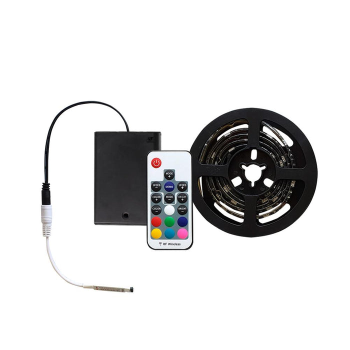 Battery Powered LED RGB Tape Light Kit 5V - 24V DC 3 ft Reel - Elumalight