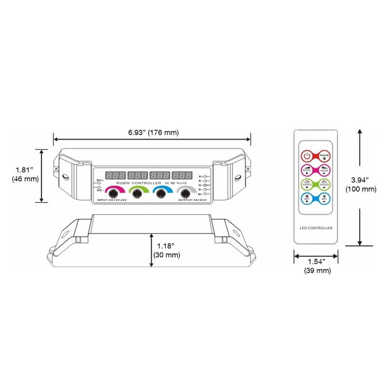 LED RGBW Rotary Knob Controller with Remote - Elumalight